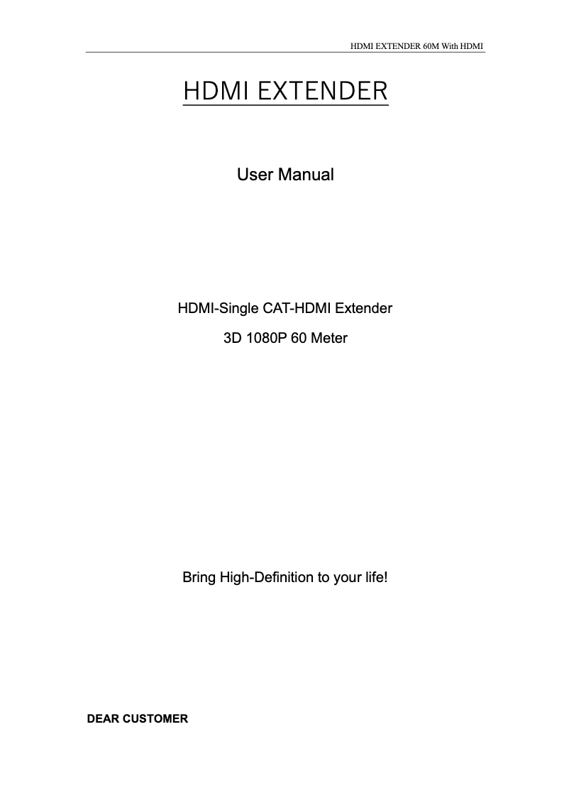 Page n°1 - Manuel utilisateur LTS HDMI-E60