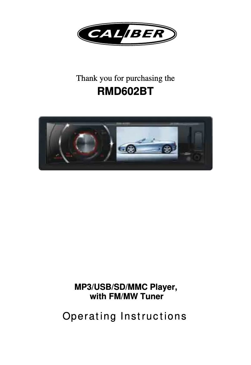 Page 1 de la notice Manuel utilisateur Caliber RMD 602BT