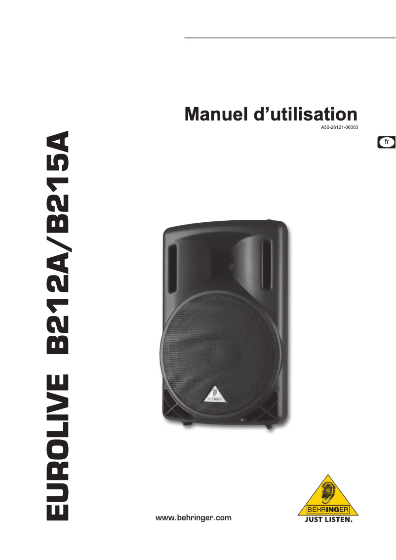 Page 1 de la notice Manuel utilisateur Behringer Eurolive B212A