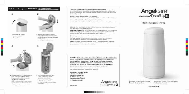 Page n°1 - Manuel utilisateur Angelcare Dress Up XL