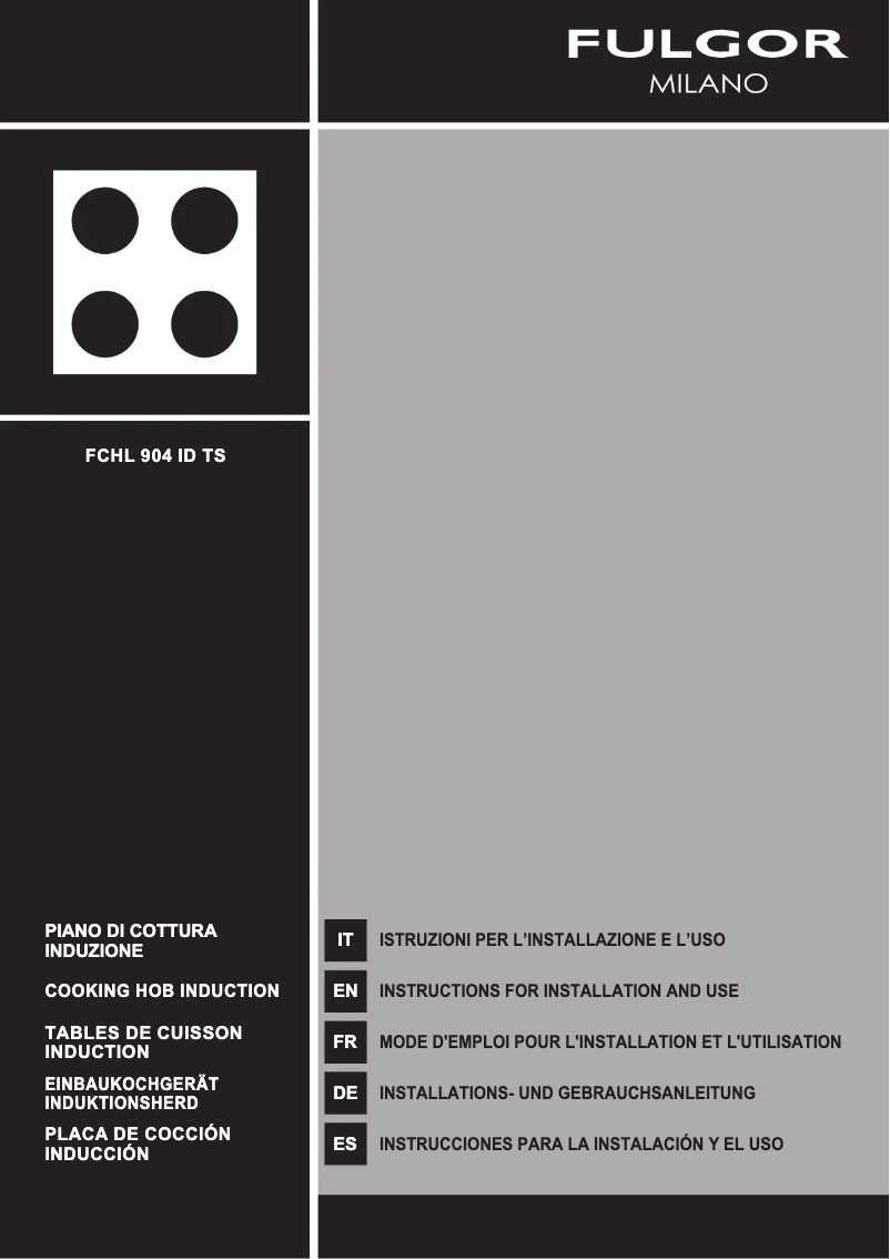 Page 1 de la notice Manuel utilisateur Fulgor Milano FCHL 904 ID TS BK