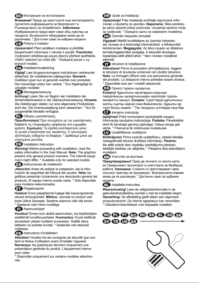 Page 1 de la notice Guide d'installation Electrolux FRDN39FW