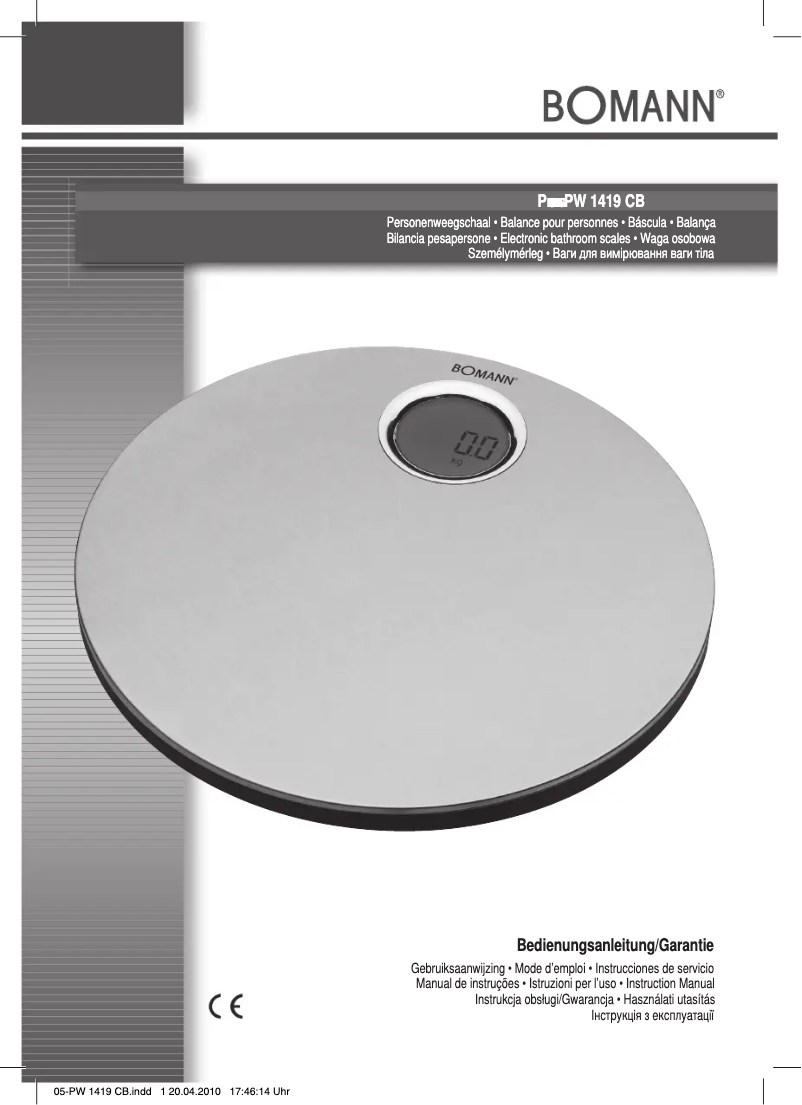 Page 1 de la notice Manuel utilisateur Bomann PW 1419 CB