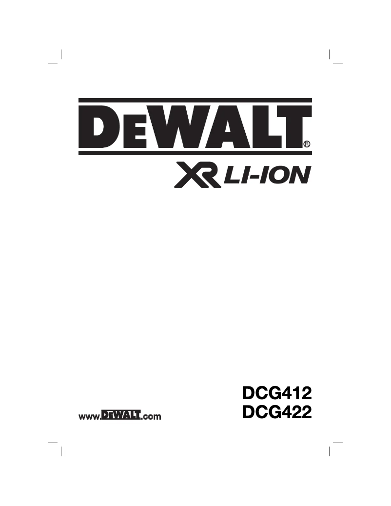 Page n°1 - Manuel utilisateur DeWalt DCG422