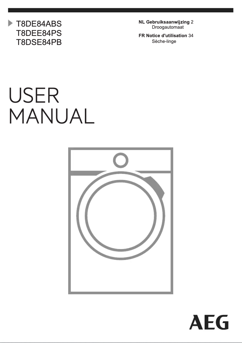 Page n°1 - Manuel utilisateur AEG T8DE84ABS