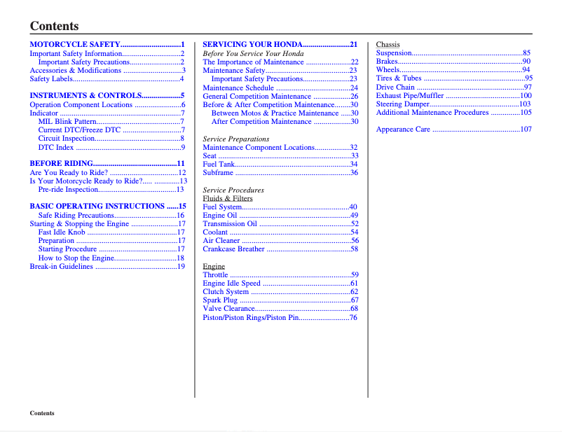 Page 1 de la notice Manuel utilisateur Honda CRF250R (2013)