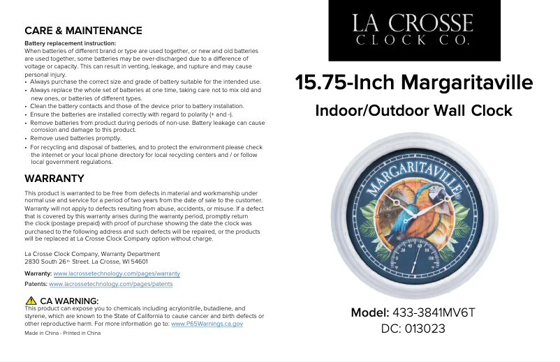 Página 1 del manual Manual de usuario La Crosse Technology 433-3841MV6T