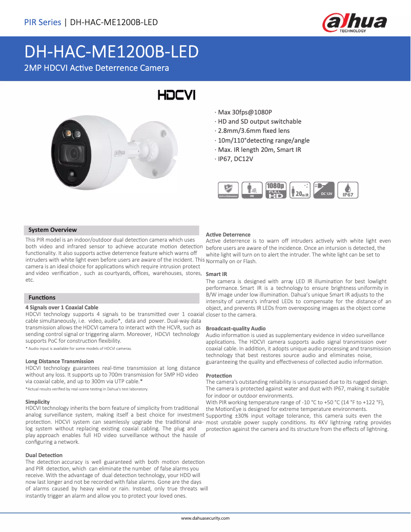 Image de la première page du manuel de l'appareil HAC-ME1200B-LED