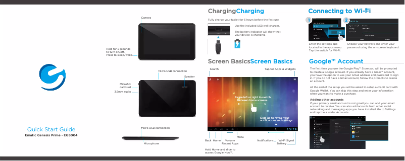 Page 1 de la notice Manuel utilisateur XOvision 7" Genesis Prime EGS004-GR