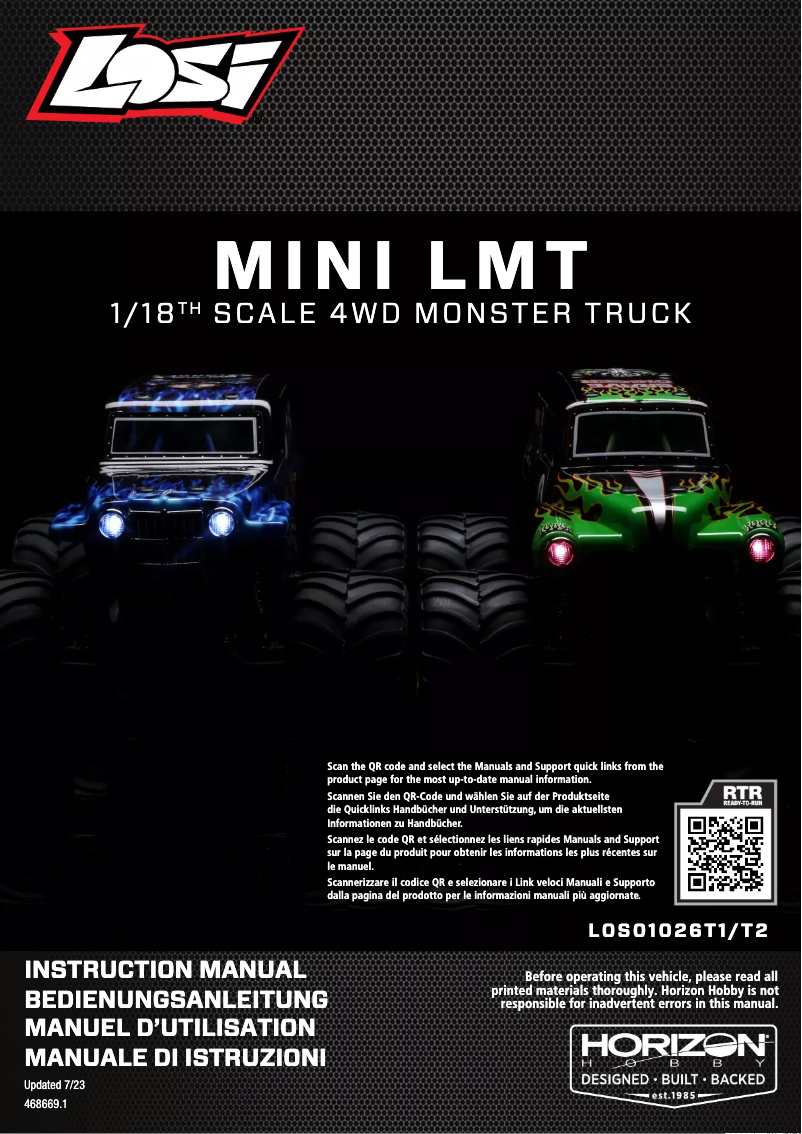 Page n°1 - Manuel utilisateur Losi Mini LMT