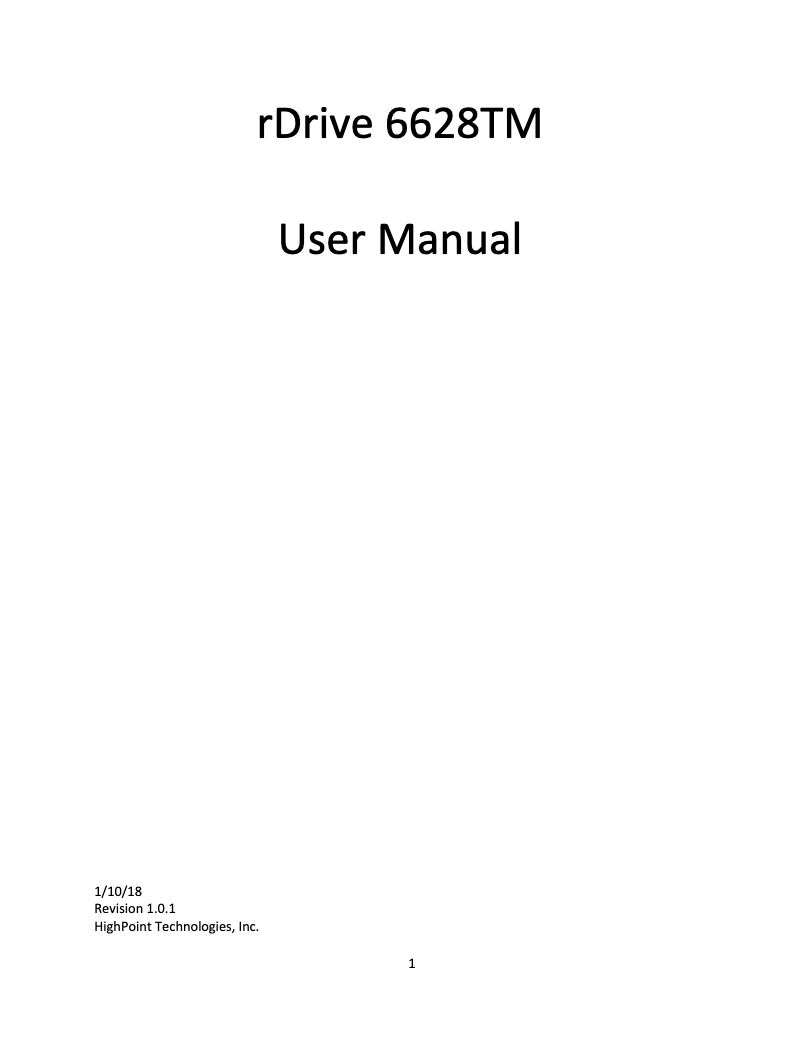 Página 1 del manual Manual de usuario Highpoint rDrive 6628TM