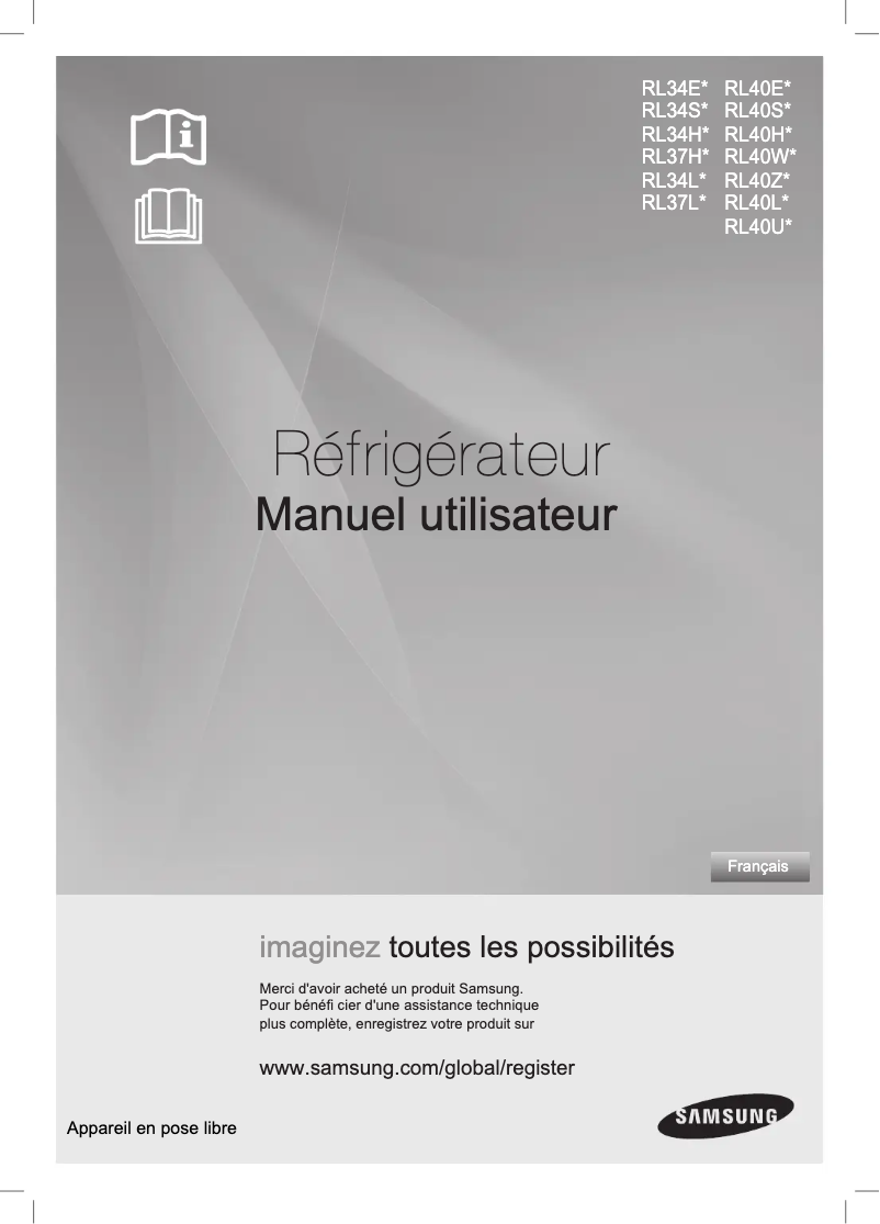Page 1 de la notice Manuel utilisateur Samsung RL34LS-PLUS