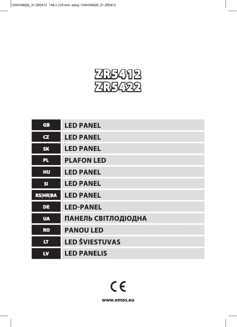 Image de la première page du manuel de l'appareil ZR5412