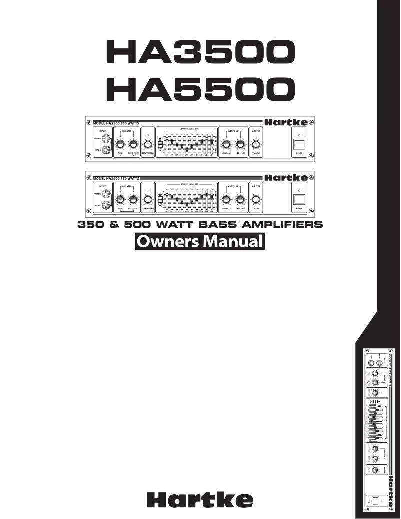 Page 1 de la notice Manuel utilisateur Hartke HA5500