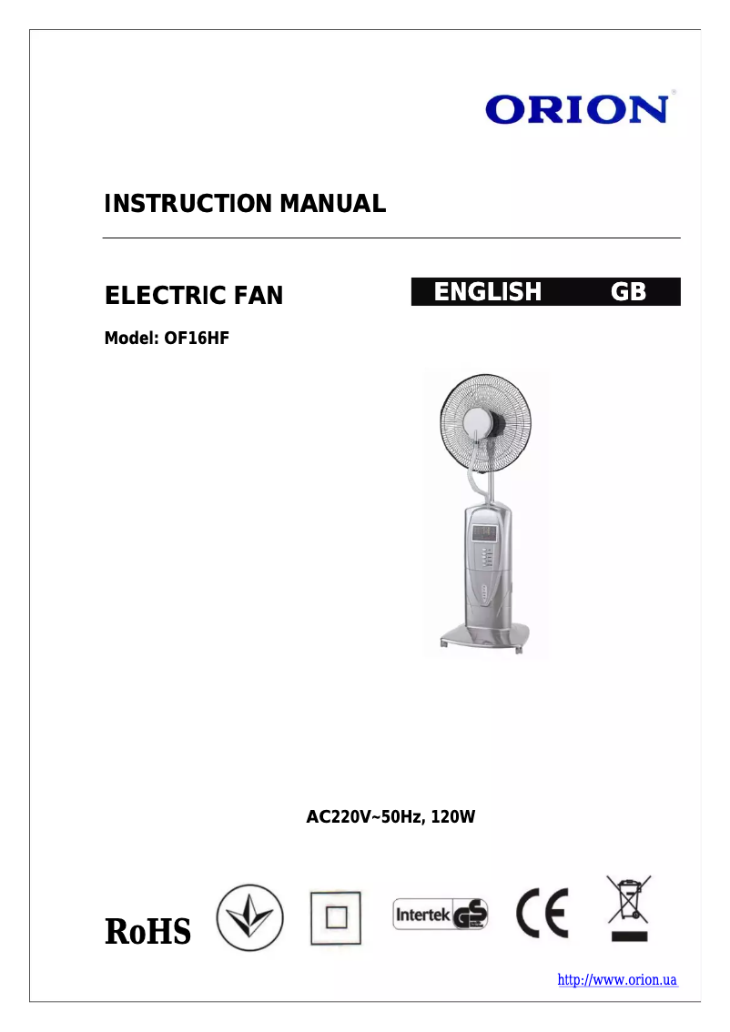 Image de la première page du manuel de l'appareil OF16HF