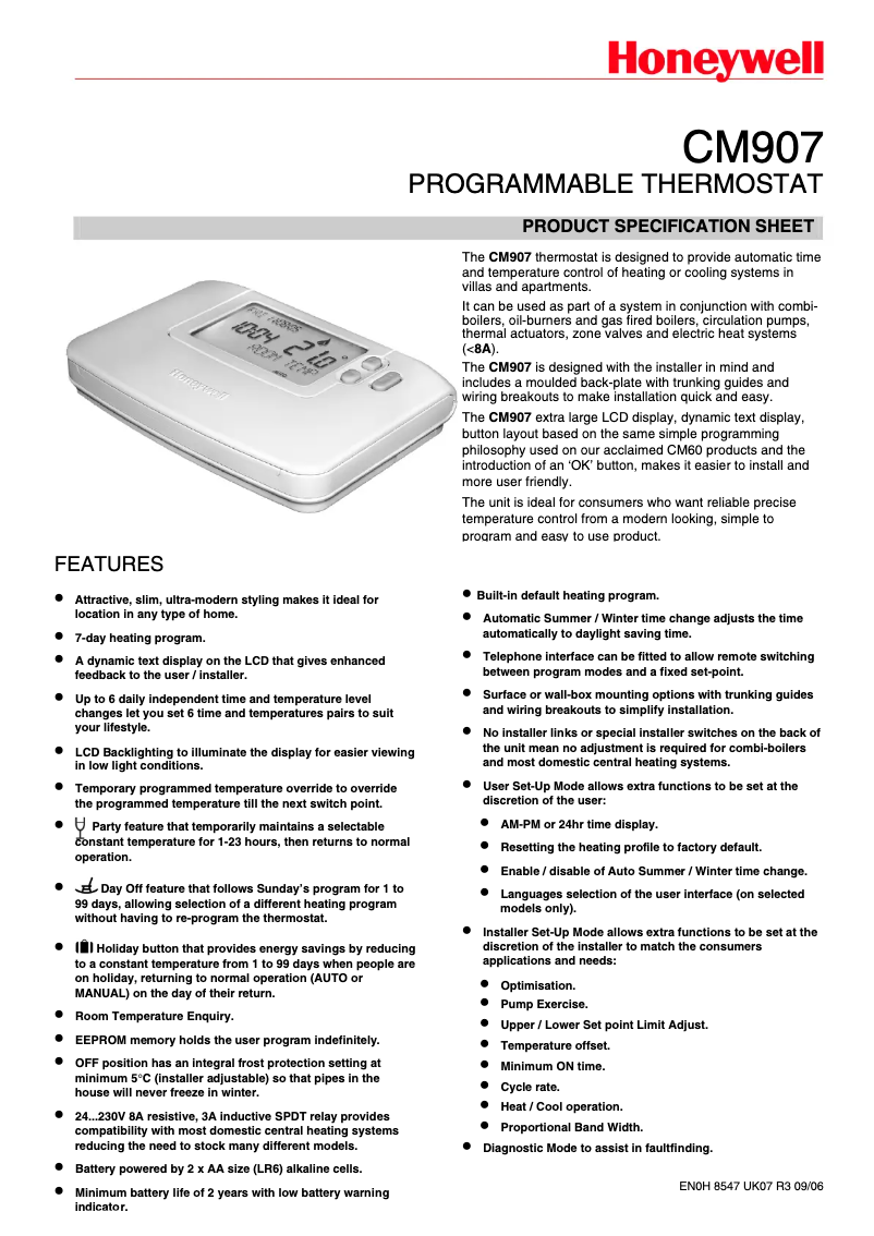 Image de la première page du manuel de l'appareil Chronotherm CMT907