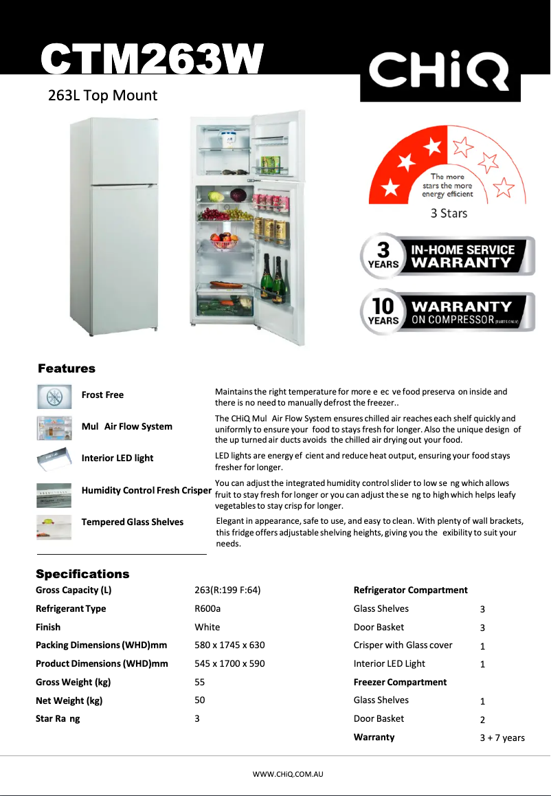 Image de la première page du manuel de l'appareil CTM263W