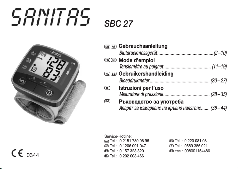 Page n°1 - Manuel utilisateur Sanitas SBC 27