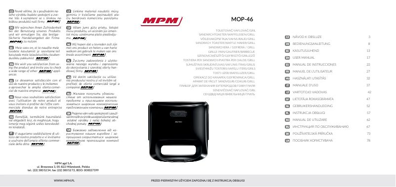 Page n°1 - Manuel utilisateur MPM MOP-46