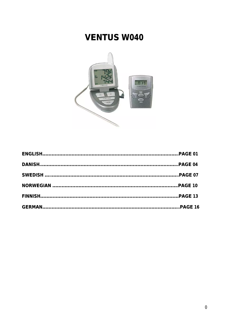 Page 1 de la notice Manuel utilisateur Ventus W040
