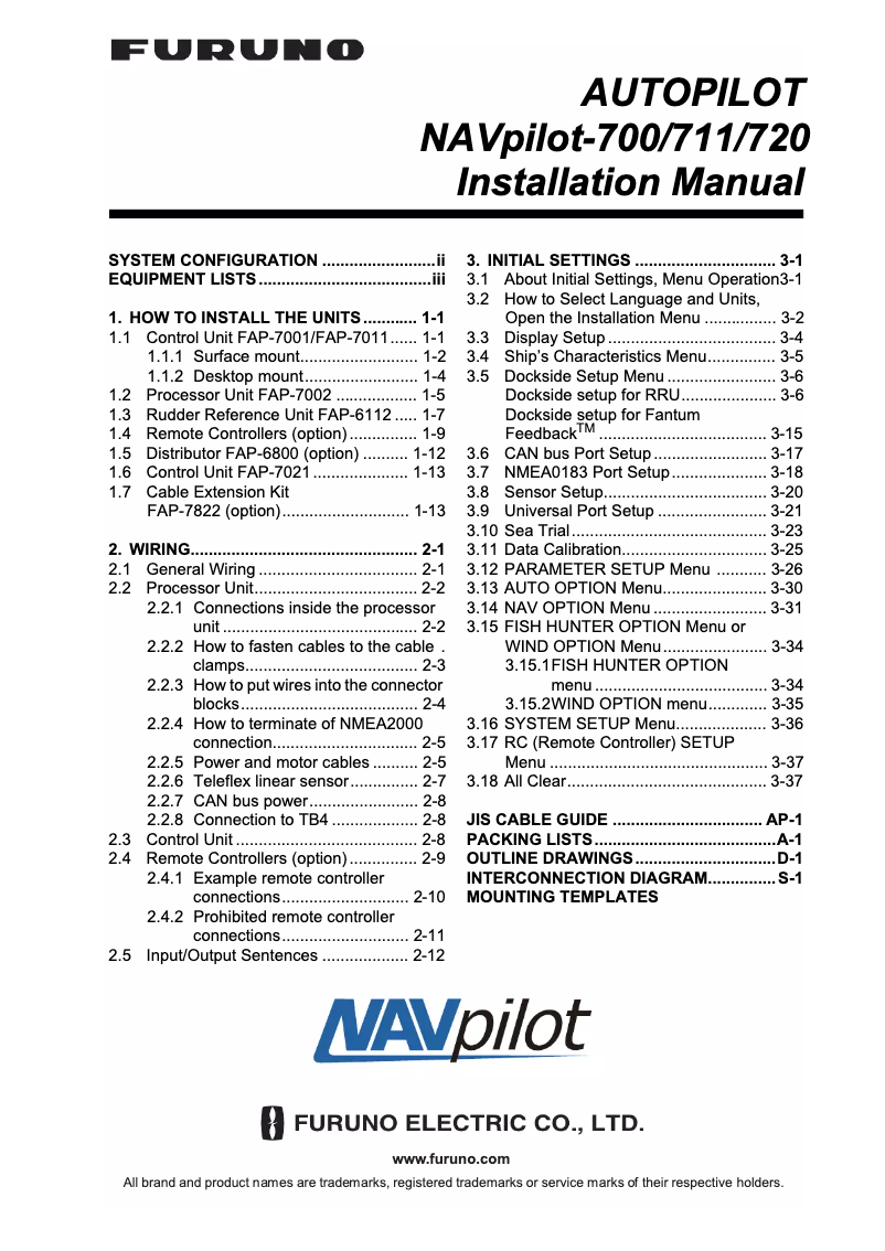 Página 1 del manual Manual de usuario Furuno NAVpilot-711