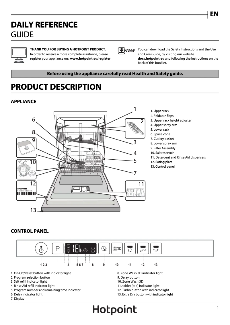 Page n°1 - Manuel utilisateur Hotpoint HIO 3T232 WG E UK