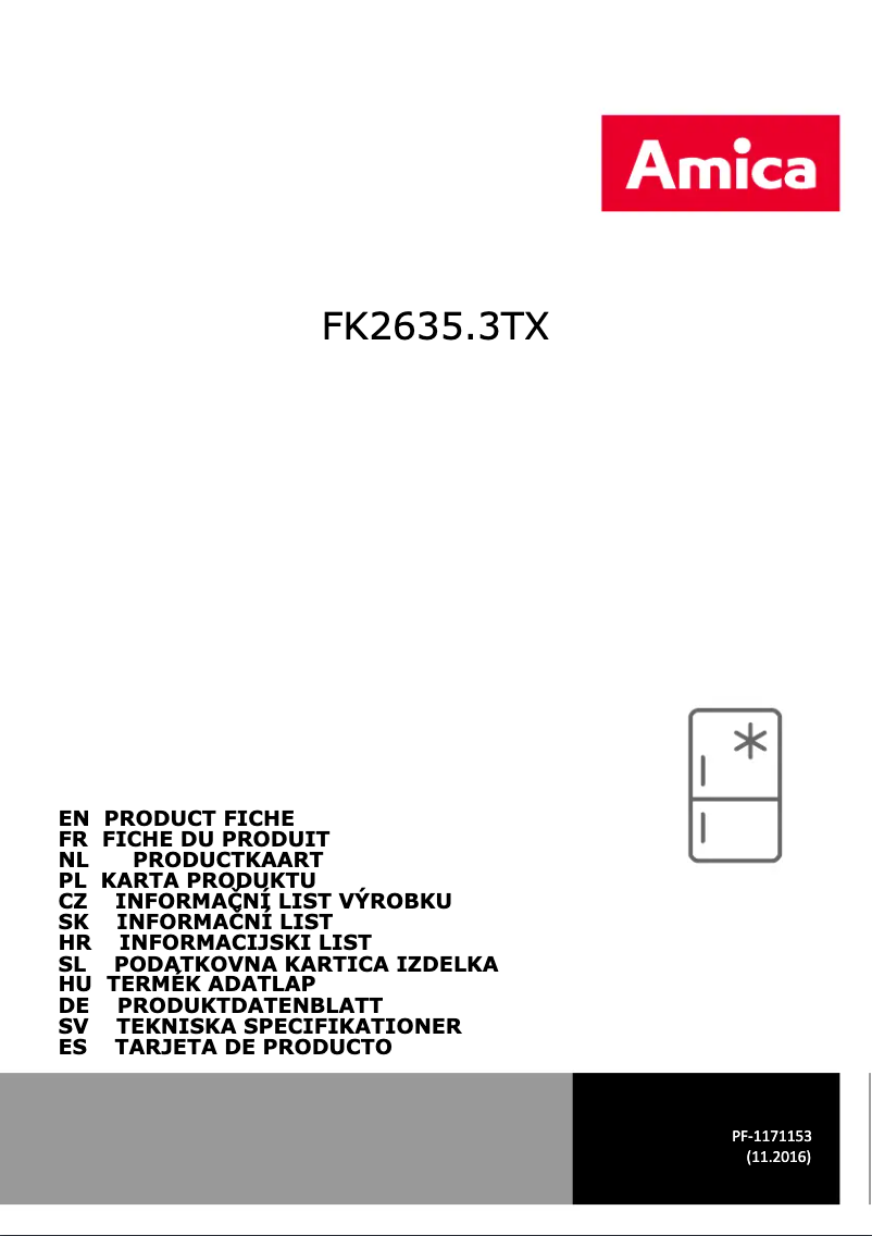 Page n°1 - Manuel utilisateur Amica FK2635.3TX