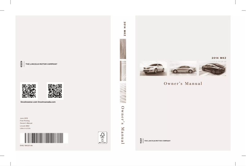 Page n°1 - Manuel utilisateur Lincoln MKZ (2014)