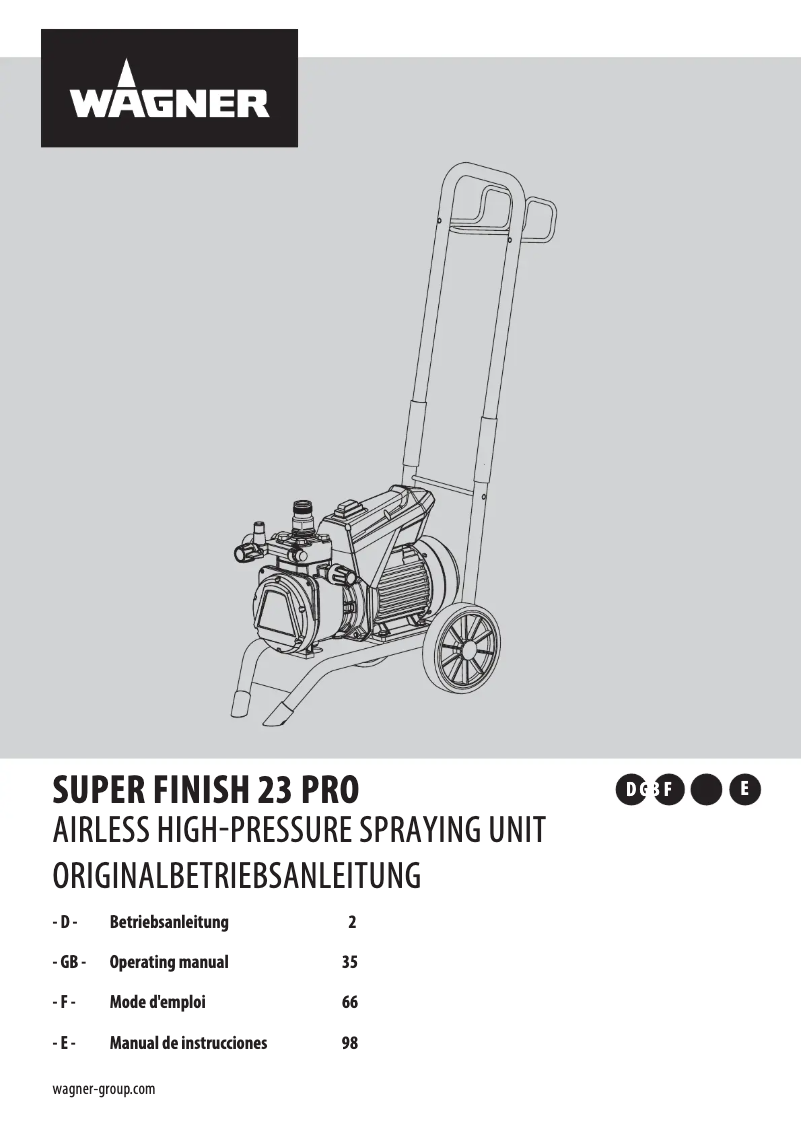 Page 1 de la notice Manuel utilisateur Wagner Super Finish 23 Pro
