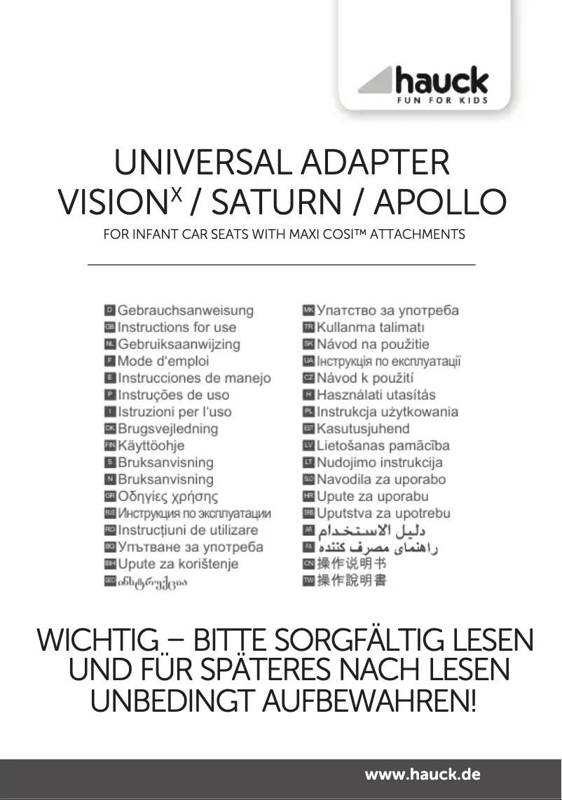 Page 1 de la notice Manuel utilisateur Hauck Universal Adapter
