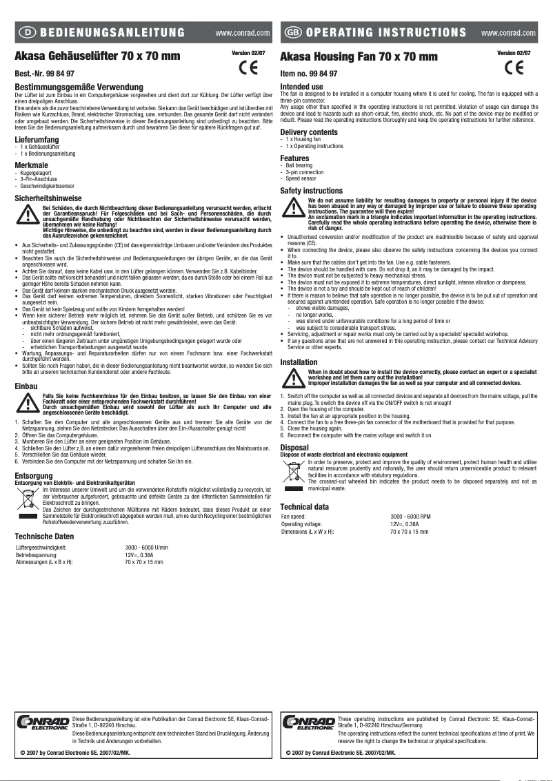 Page 1 de la notice Manuel utilisateur Akasa AK-179BKT-C