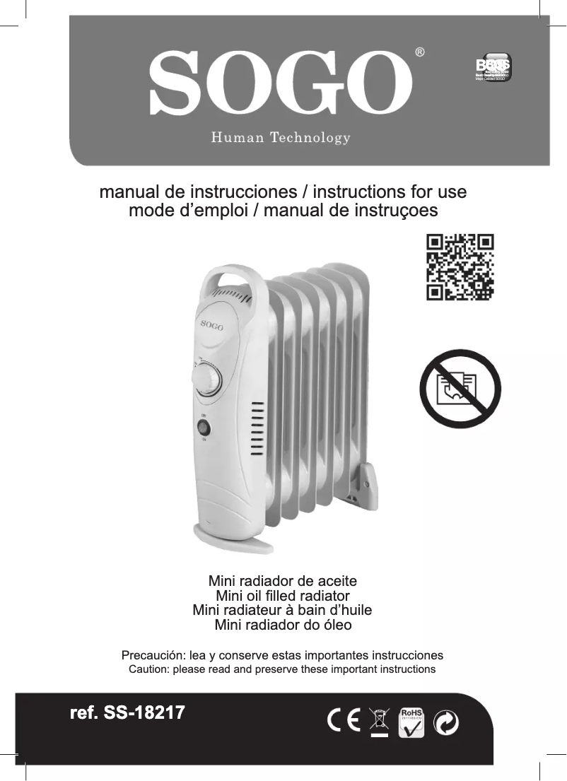 Page 1 de la notice Manuel utilisateur Sogo CAL-SS-18217