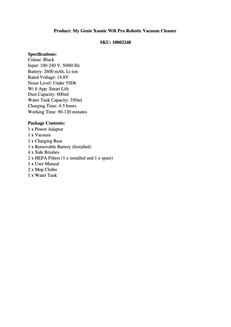 Page n°1 - Manuel utilisateur MyGenie XSonic Wifi Pro
