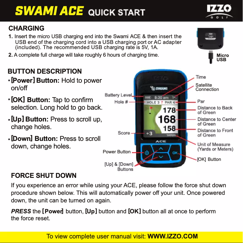 Page 1 de la notice Manuel utilisateur Izzo Golf Swami Ace