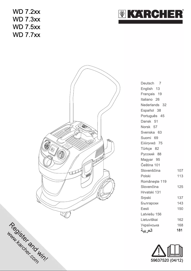 Page 1 de la notice Manuel utilisateur Kärcher WD 7.700P