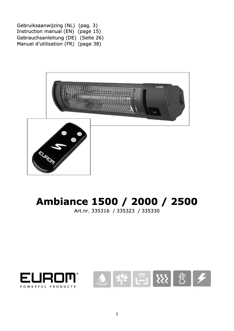 Page n°1 - Manuel utilisateur Eurom Ambiance 1500