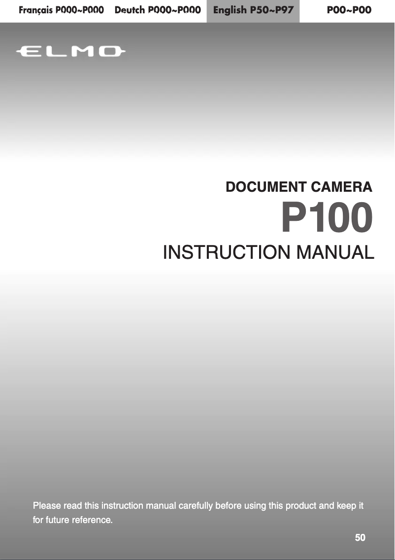 Image de la première page du manuel de l'appareil P100