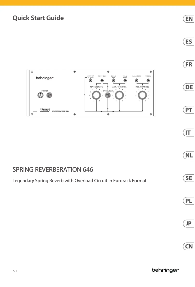 Image de la première page du manuel de l'appareil Spring Reverberation 646