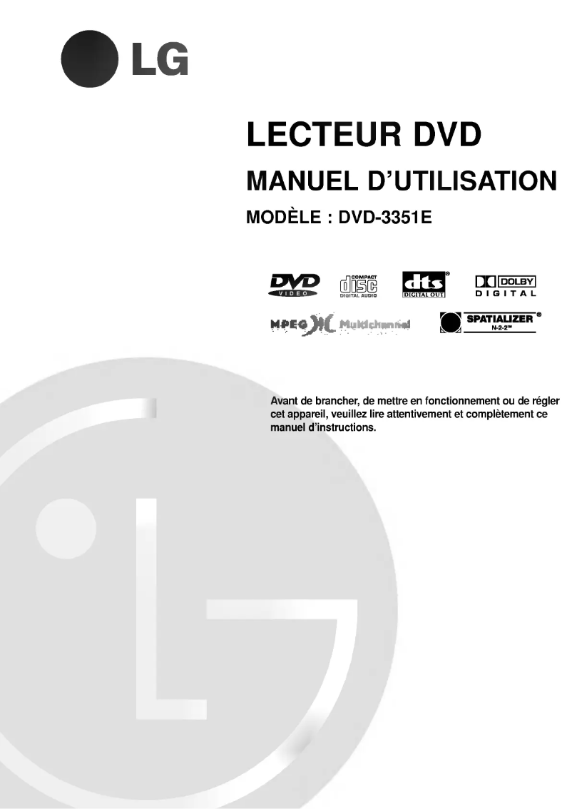 Page n°1 - Manuel utilisateur LG DVD3351EDS