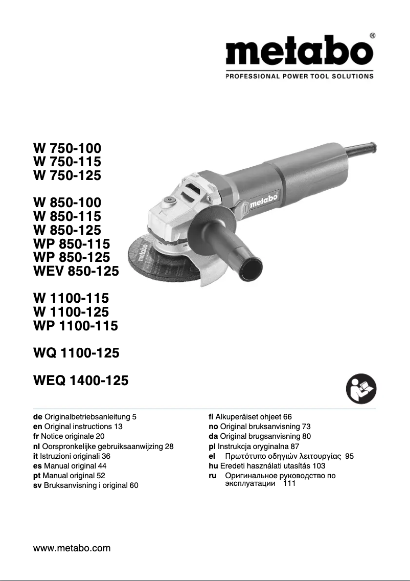 Page n°1 - Manuel utilisateur Metabo WP 850-125