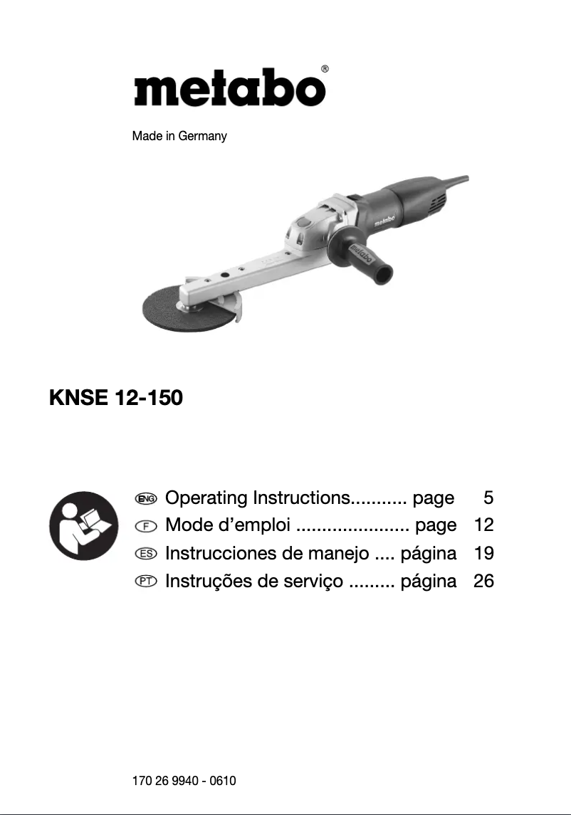 Page n°1 - Manuel utilisateur Metabo KNSE12-150