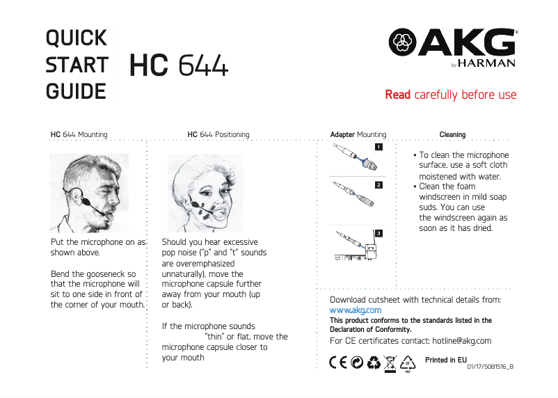 Page n°1 - Manuel utilisateur AKG HC644