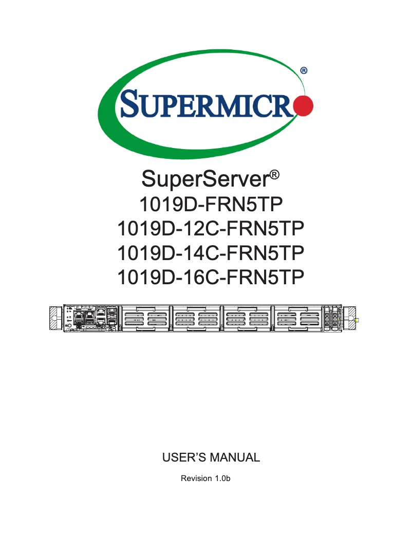 Page 1 de la notice Manuel utilisateur Supermicro SuperServer 1019D-12C-FRN5TP