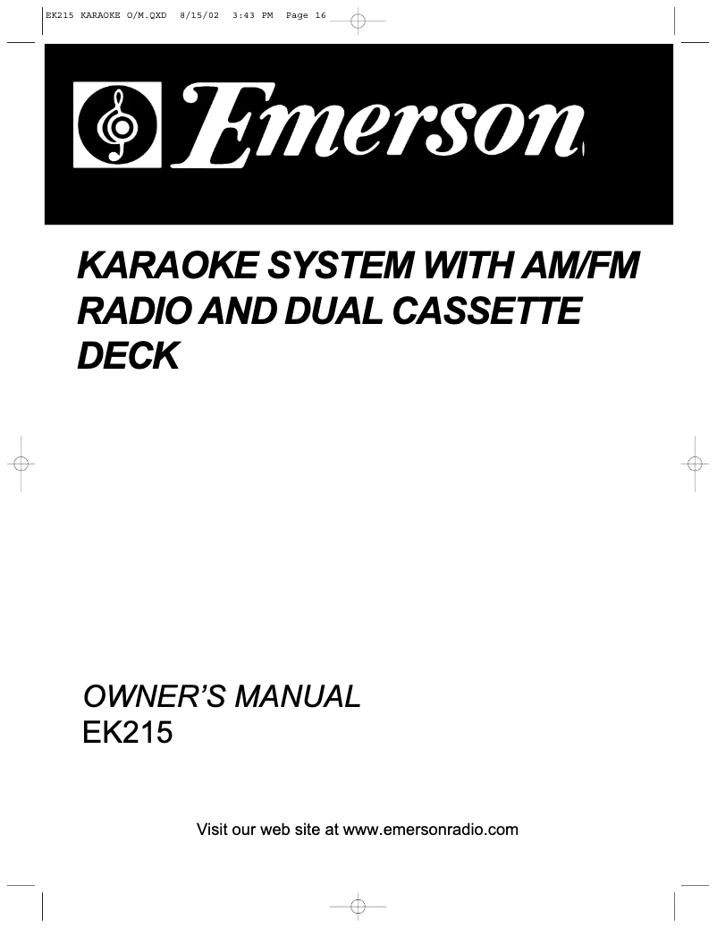 Page n°1 - Manuel utilisateur Emerson EK215