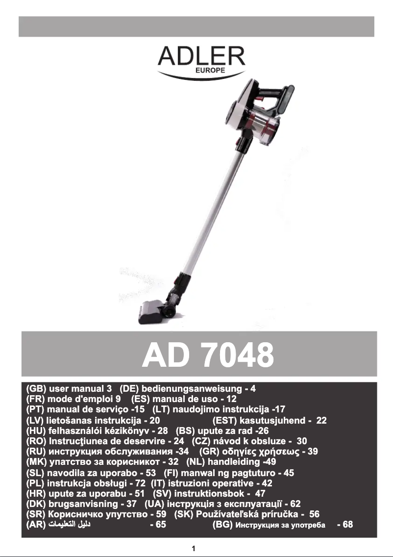 Page 1 de la notice Manuel utilisateur Adler AD 7048