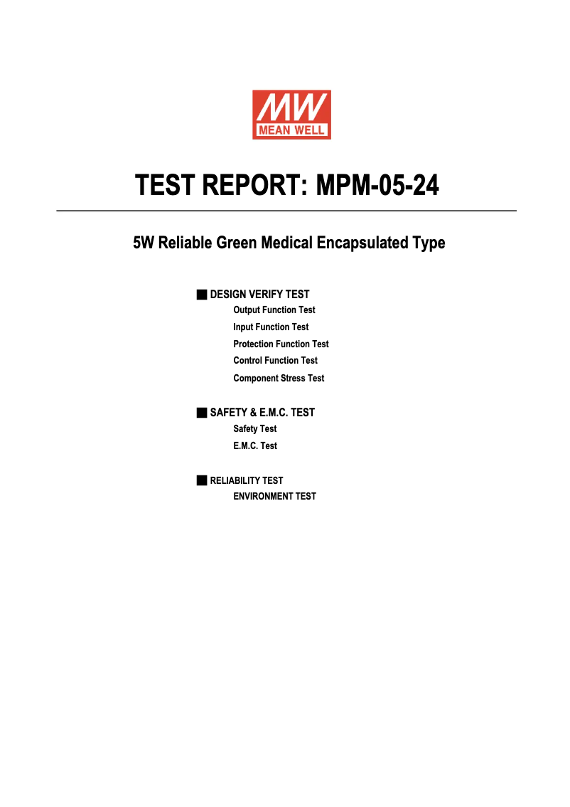Page 1 de la notice Fiche technique Mean Well MPM-05-24