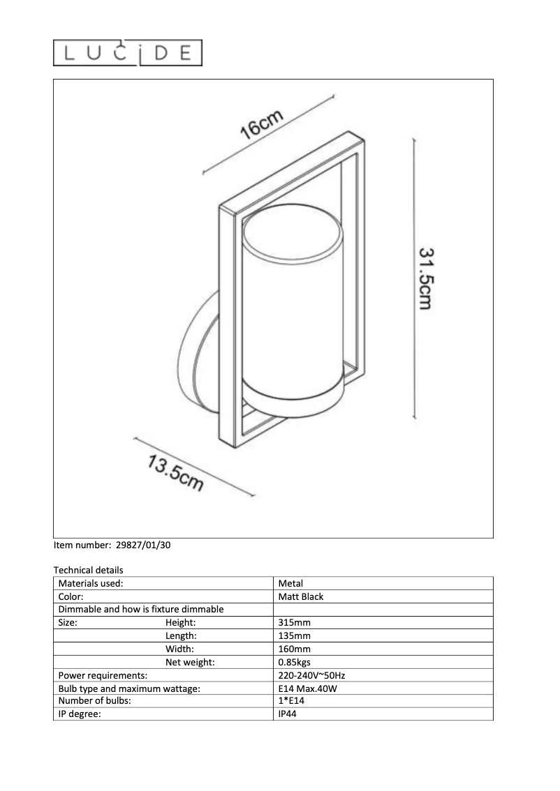 Page n°1 - Manuel utilisateur Lucide Nispen