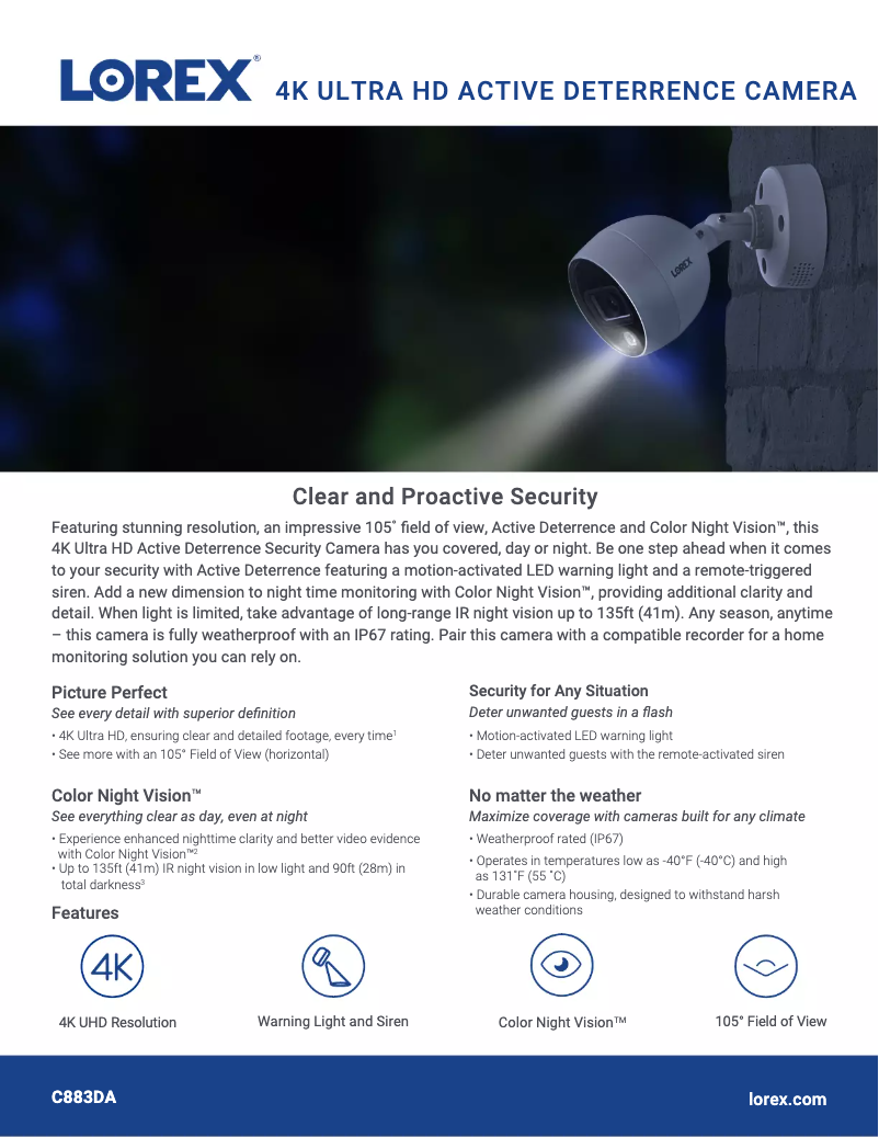 Page n°1 - Fiche technique Lorex C883DA