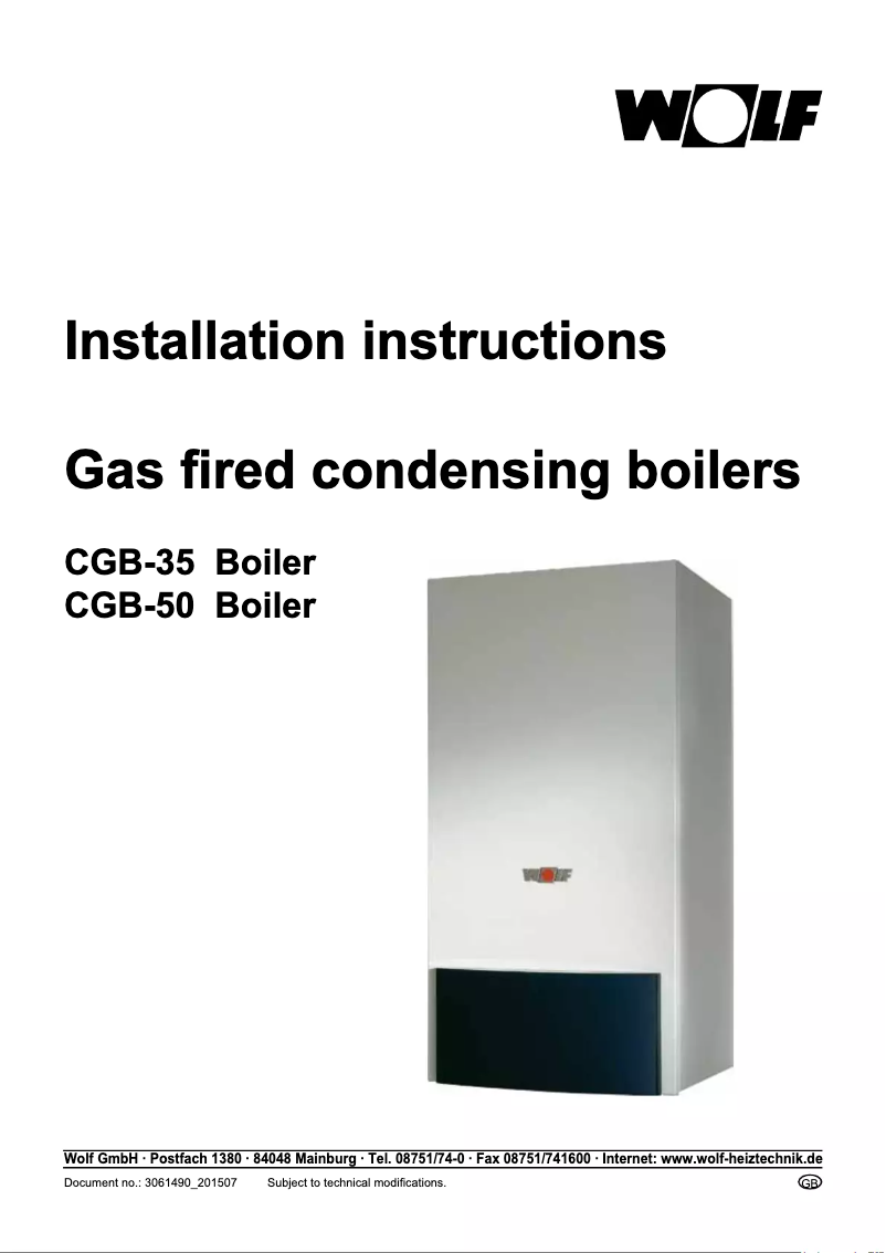 Page n°1 - Manuel utilisateur Wolf CGB-50