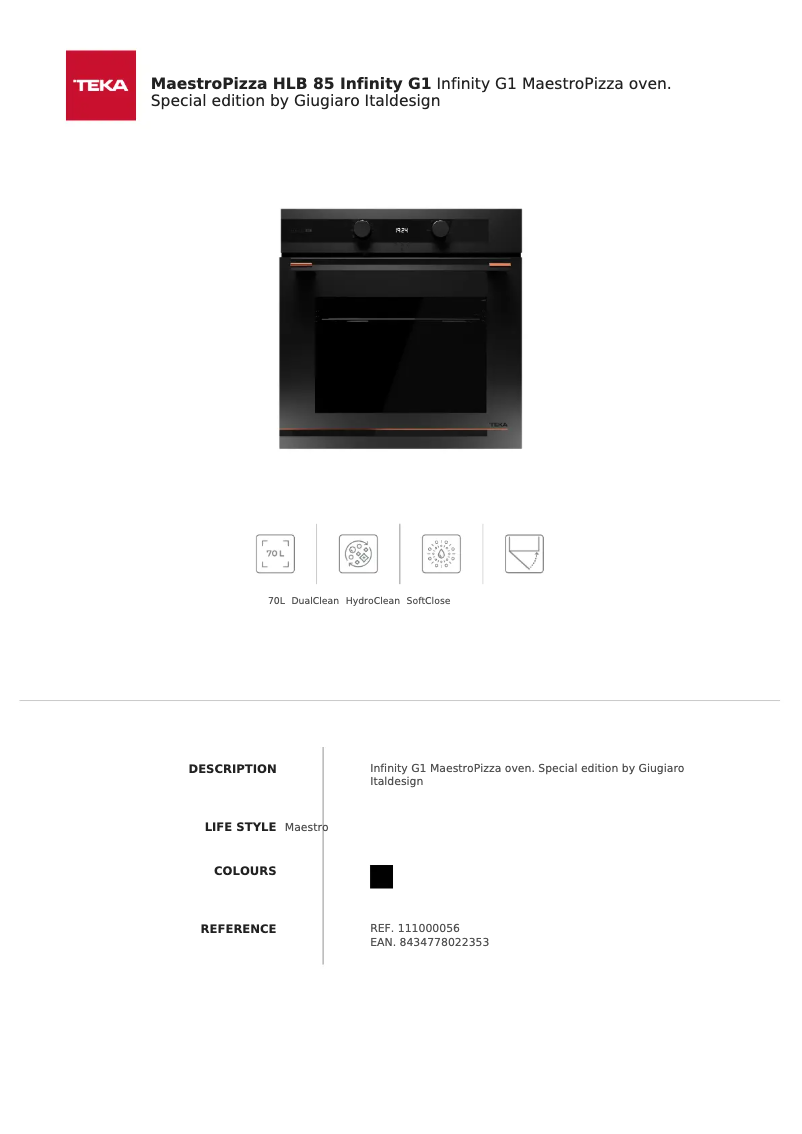 Page n°1 - Fiche technique Teka HLB 85-G1 P